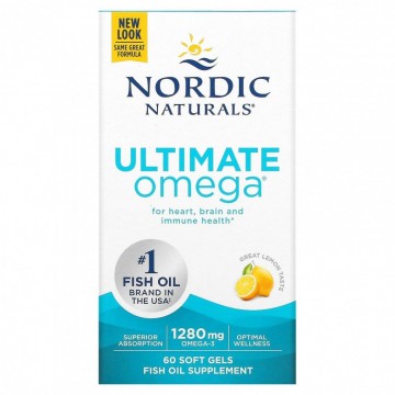 Nordic Naturals Ultimate Omega со вкусом лимона, 1280 мг, 60 гелевых капсул