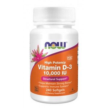 Vitamin D3 10000 IU (витамин D) 240 гелевых капсул NOW Foods