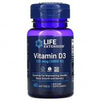 Витамин Д3 Life Extension Vitamin D3 5000МЕ (125 мкг) 60 гелевых капсул