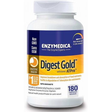 Digest Gold with ATPro в европейской упаковке (пищеварительные ферменты, энзимы) 180 растительных капсул ENZYMEDICA