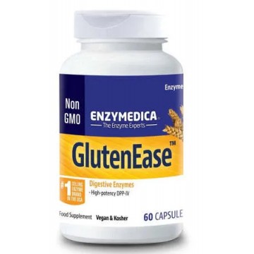 GlutenEase в европейской упаковке (пищеварительные энзимы, при проблемах с глютеном и казеином) 60 капсул ENZYMEDICA