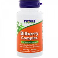 BILBERRY COMPLEX (черника комплекс) 80mg 100 веганских капсул NOW FOODS