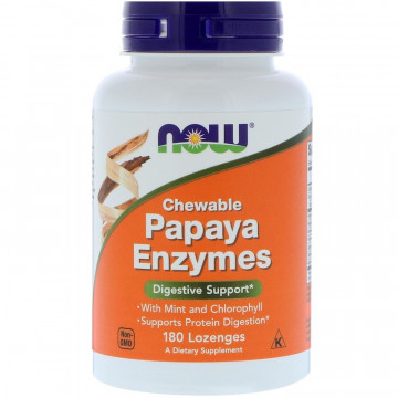 PAPAYA ENZYME CHEWABLE (пищеварительные энзимы) 180 жевательных таблеток NOW Foods