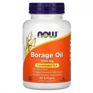 Borage Oil Concentration GLA 1000 мг масло буранчика) 60 мягких желатиновых капсул NOW Foods