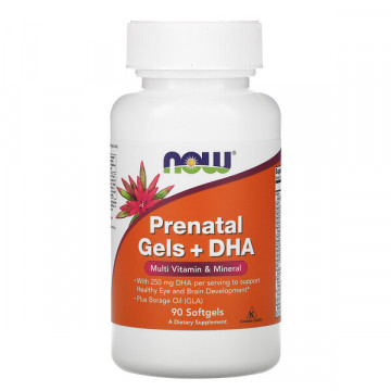 Prenatal Gels + DHA (витамины для беременных омега, рыбий жир, ДГК) 90 капсул NOW Foods