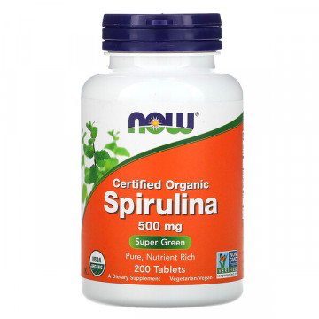 Organic Spirulina 500 мг (спирулина) 200 табл. NOW Foods