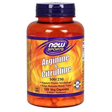 ARGININE 500 мг CITRULLINE 250 мг (аргинин, цитруллин) 120 растительных капсул NOW Foods