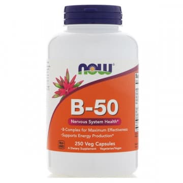 B-50 (витамины группы B) 250 растительных капсул NOW Foods