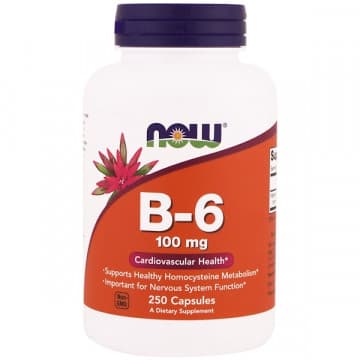 B-6 100 мг (витамин B6) 250 капсул NOW Foods