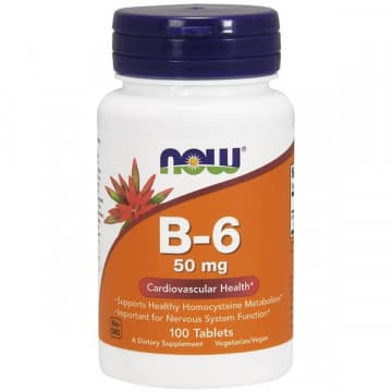 B-6 50 мг (витамин B6) 100 таблеток NOW Foods