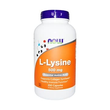 L-Lysine 500 мг (лизин) 250 растительных капсул NOW Foods