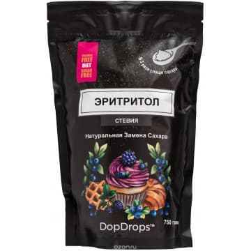 Эритритол DopDrops, 750 г в 3 раза слаще сахара со Стевией