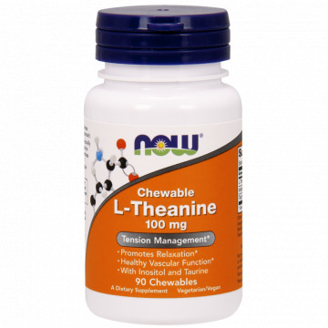 L-THEANINE 100 мг PLUS (теанин) 90 жевательных таблеток NOW Foods
