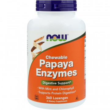 PAPAYA ENZYME CHEWABLE  (пищеварительные энзимы) 360 жевательных таблеток NOW Foods
