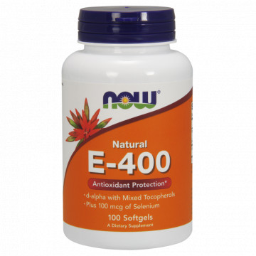 E-400 MIXED + SELENIUM  (витамин Е, смешанные токоферолы, селен) 100 гелевых капсул NOW Foods