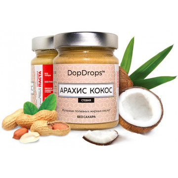 DopDrops Паста арахис-кокос протеиновая 265г [стевия]