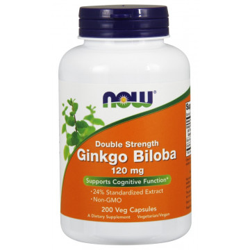 Ginkgo Biloba 120 мг (гинкго билоба) 200 растительных капсул NOW Foods