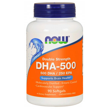 DHA-500 мг (Докозагексаеновая кислота, омега, рыбий жир, ДГК) 90 гелевых капсул Now Foods